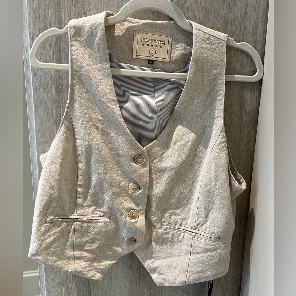 BLANKNYC Linen Vest in Bleached Sand NWT
